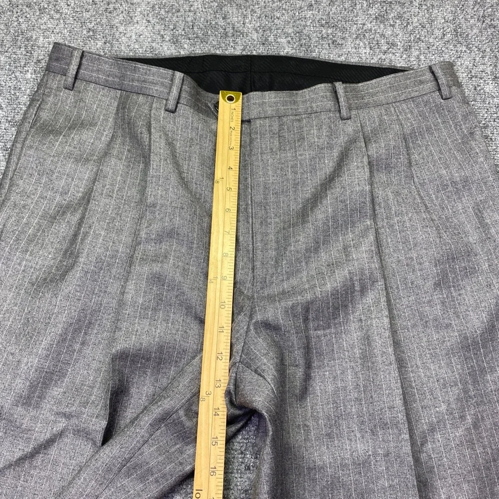 Tasso Elba Mens Gray Pinstripe Wool Cashmere Pleated‎ Dress Pants 44L Preppy